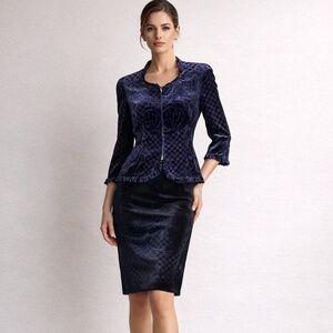 🆕🏷️ Armani Collezioni Burnout Silk BlackVelvet Jacket & Skirt Set  NWT  🇮🇹